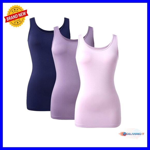3 Pack Bamboo Rayon Camisole Tops for Layering Lounge Sleepwear